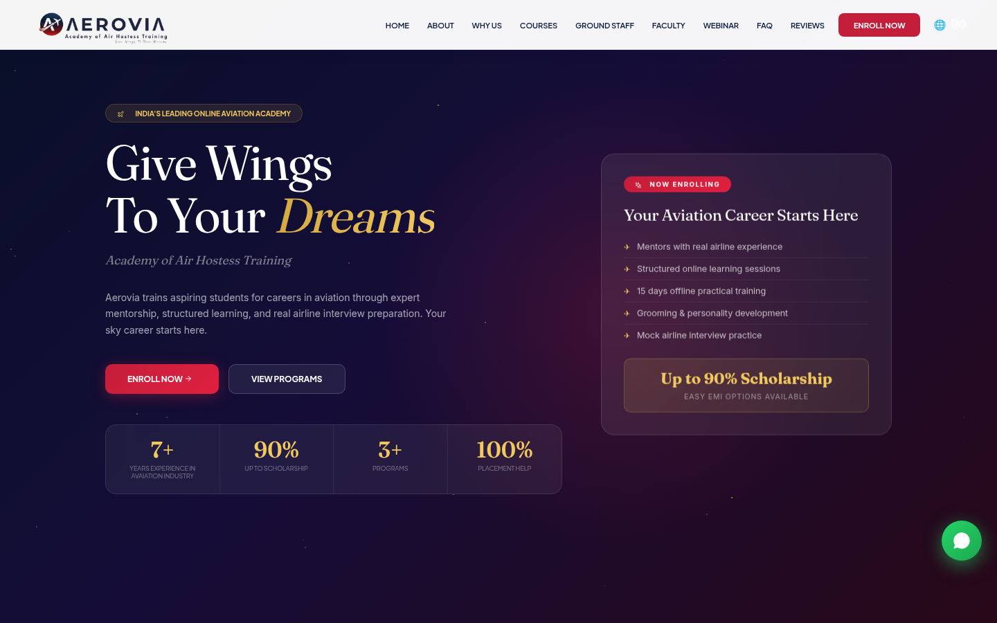 aeroviaacademy.in screenshot