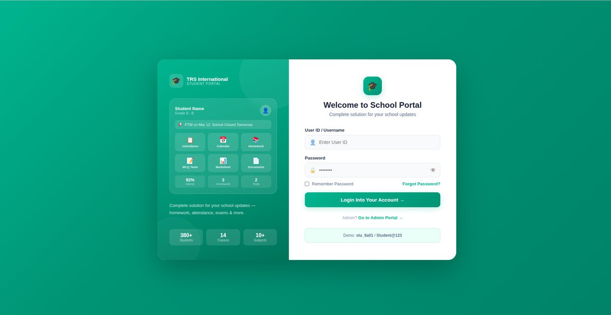 School ERP admin dashboard